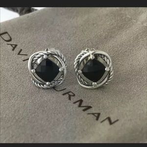 DAVID YURMAN SS I INFINITY BLACK ONYX EARRINGS
